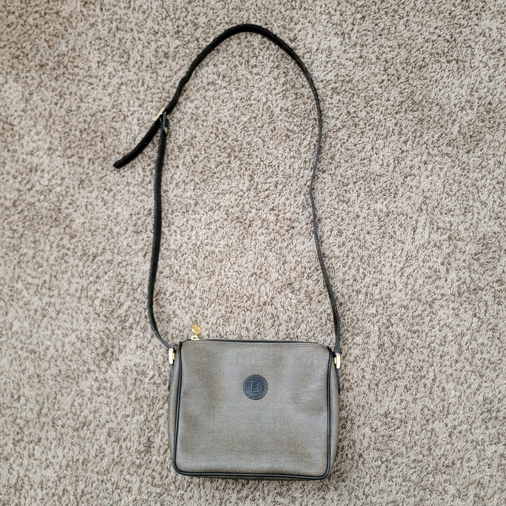 Authentic Fendi Vintage Leather-Trimmed Crossbody